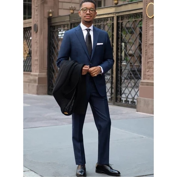 Loro Piana Hickey Freeman Sport Coat Blazer Jacket Wool Stripe Navy Classic 39 R - Picture 2 of 14